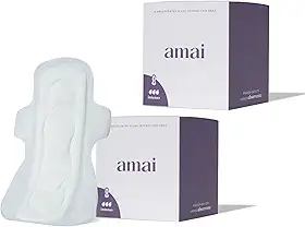 Absorvente Noturno Amai, Fluxo Intenso, Algodão Sem Químicos, Ultra Confortável, Hipoalergênico, Com Abas, Zero Plástico Comum - 28 unidades