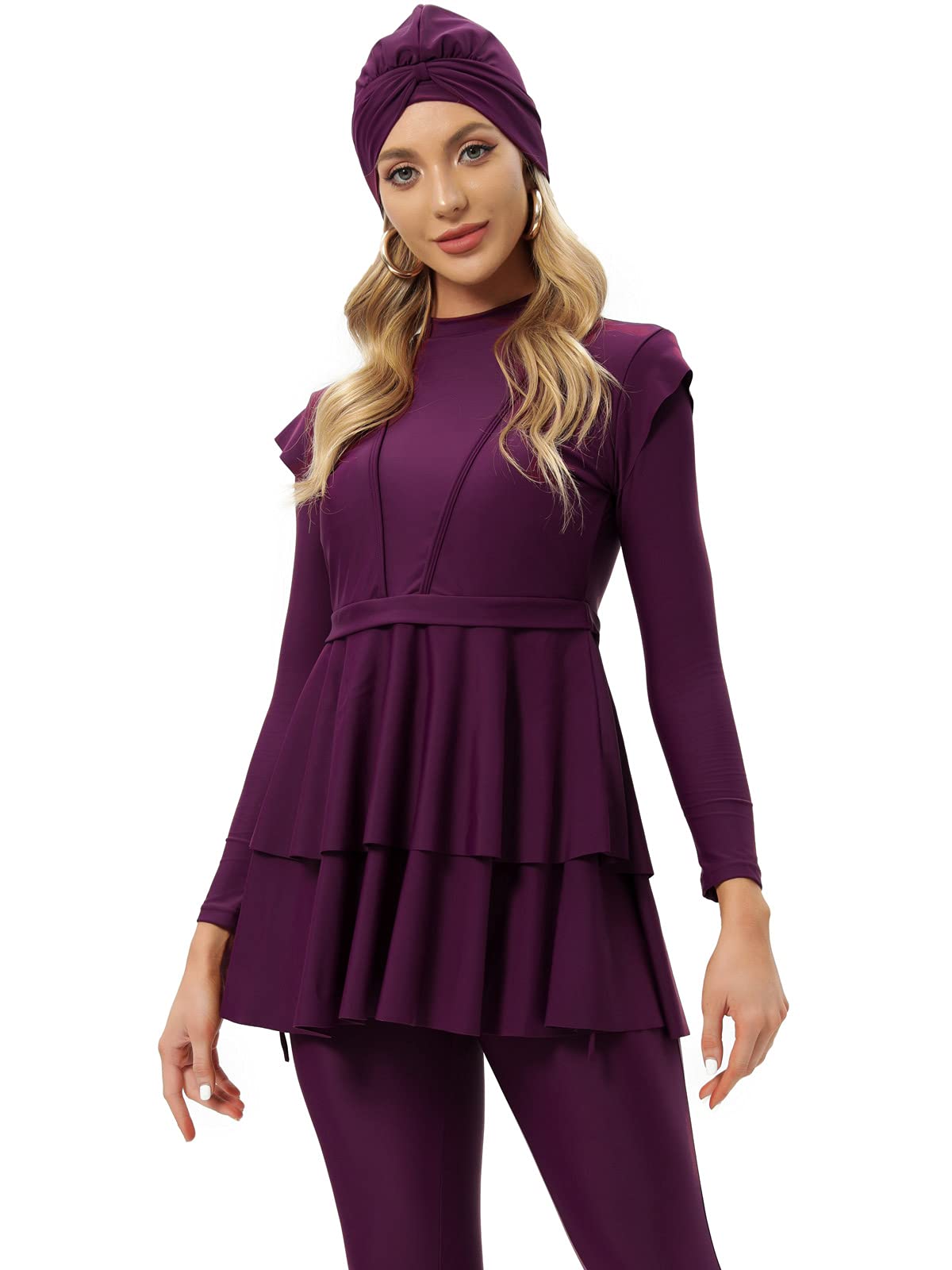 Damen Modest Badeanzug Langarm Burkini Full Cover Muslim Badeanzug