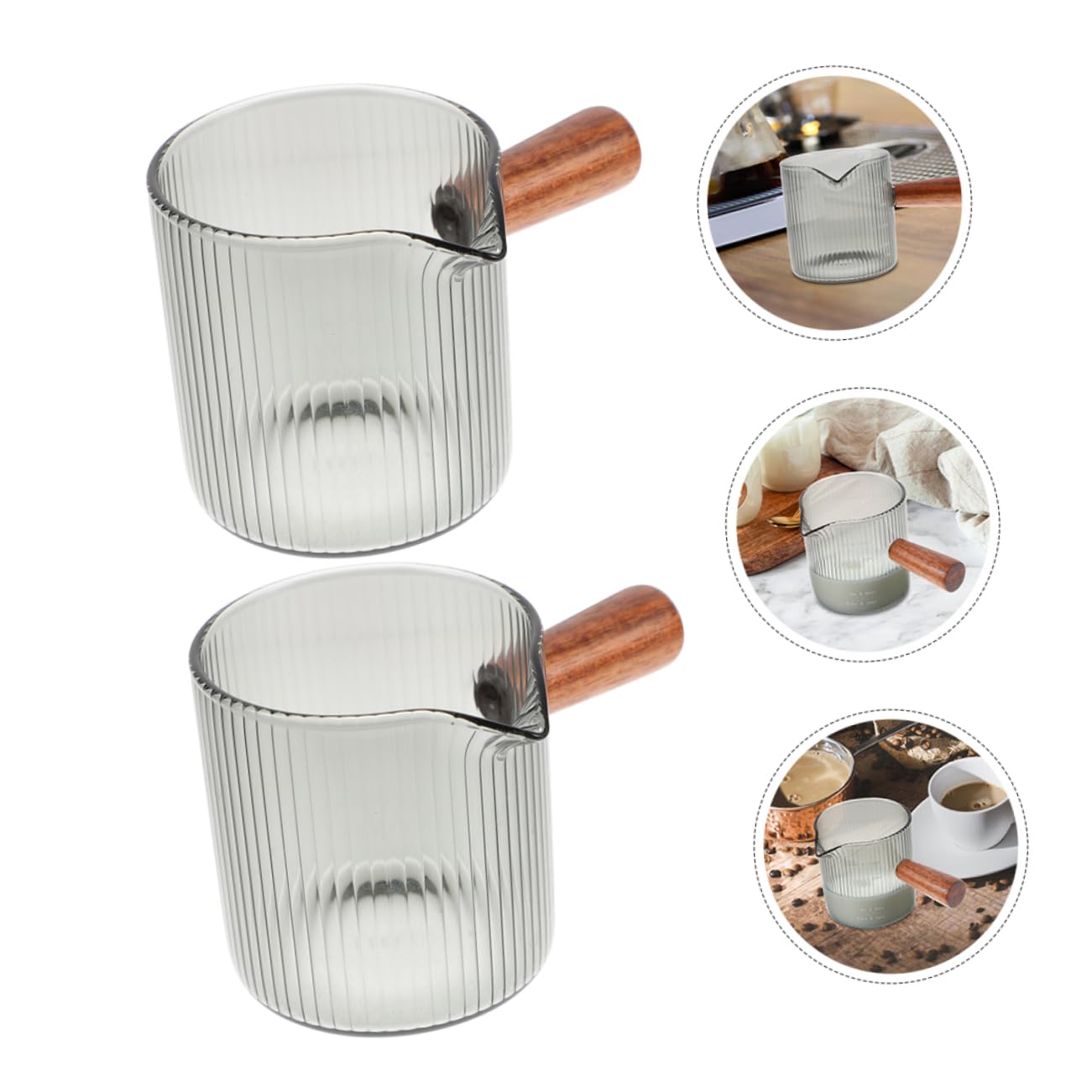 TOPBATHY 3 Set Tazza Di Latte Tazza Caffe Tazza Trasparente Server Per Sciroppo Mini Brocca Per Salsa Latte Macchiato Cioccolato Brocca Di Sciroppo Misurino Bicchiere 2 Pezzi * 3