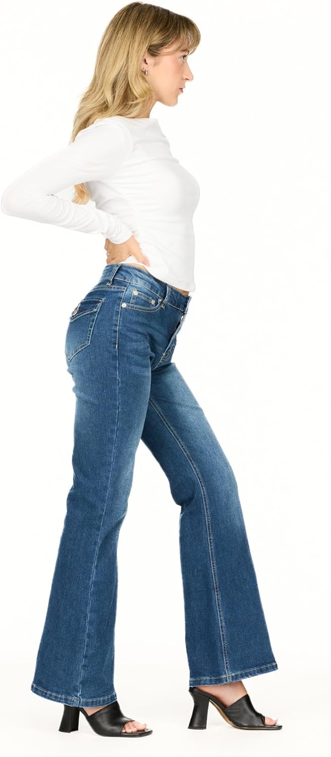 Forever 21 Women's Flare Denim High-Rise Slim Fit Stretch Jeans-Retro Y2k Style - Image 3