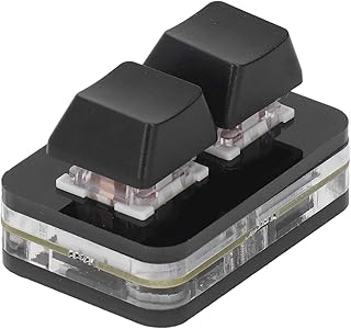 Fdit USB 2 Tuşlu Mini Tuş Takımı Mekanik Oyun Klavyesi, RGB LED Arkadan Aydınlatmalı Kırmızı Anahtar, OSU Oyun Için 2 Tamamen Programlanabilir Tuş (BLACK)