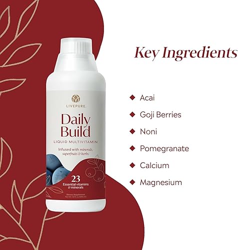 Miniatura 4 de PURE Daily Build Suplemento dietético líquido multivitamínico y mineral/herbario con superfrutas, 1 botella de 32 onzas líquidas (32.0 fl oz)