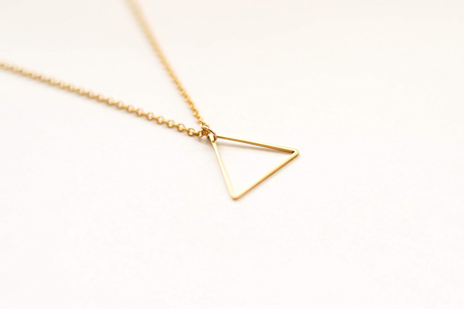 Triangle Necklace, Gold Tone Triangle Pendant Chain Necklace, Stainless Steel Chain, Birthday Gift for Her, Waterproof Geometric Jewelry