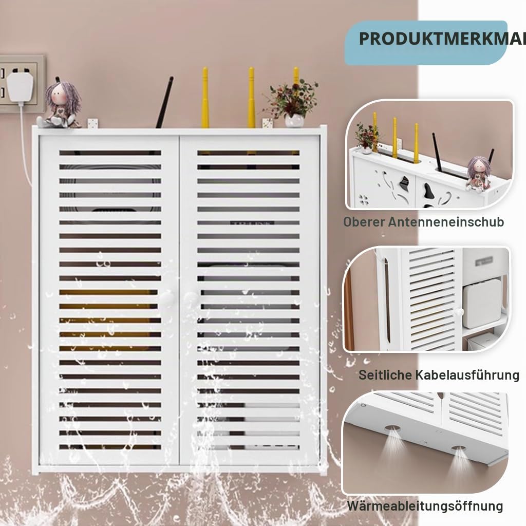 Wandmontiertes Schwimmendes Regal Routenregal-Aufbewahrungsbox Multimedia-Schaltanlagen-Dekorbox Für Elektrobox Set-Top-Box-Rack (Color : Weiß, Size : 42x10x50cm)