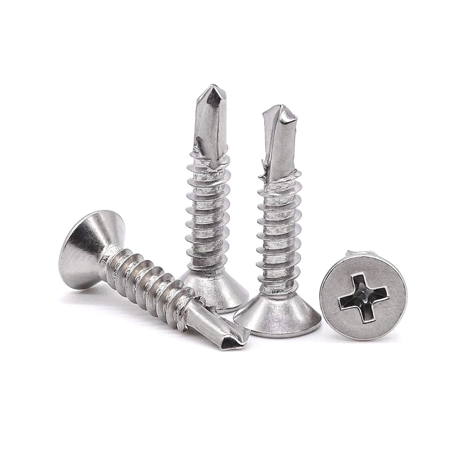 160 sztuk wkrętów samogwintujących do blachy 4,2 x 13 mm, stal nierdzewna 410, z łbem płaskim Phillips o wysokiej wytrzymałości