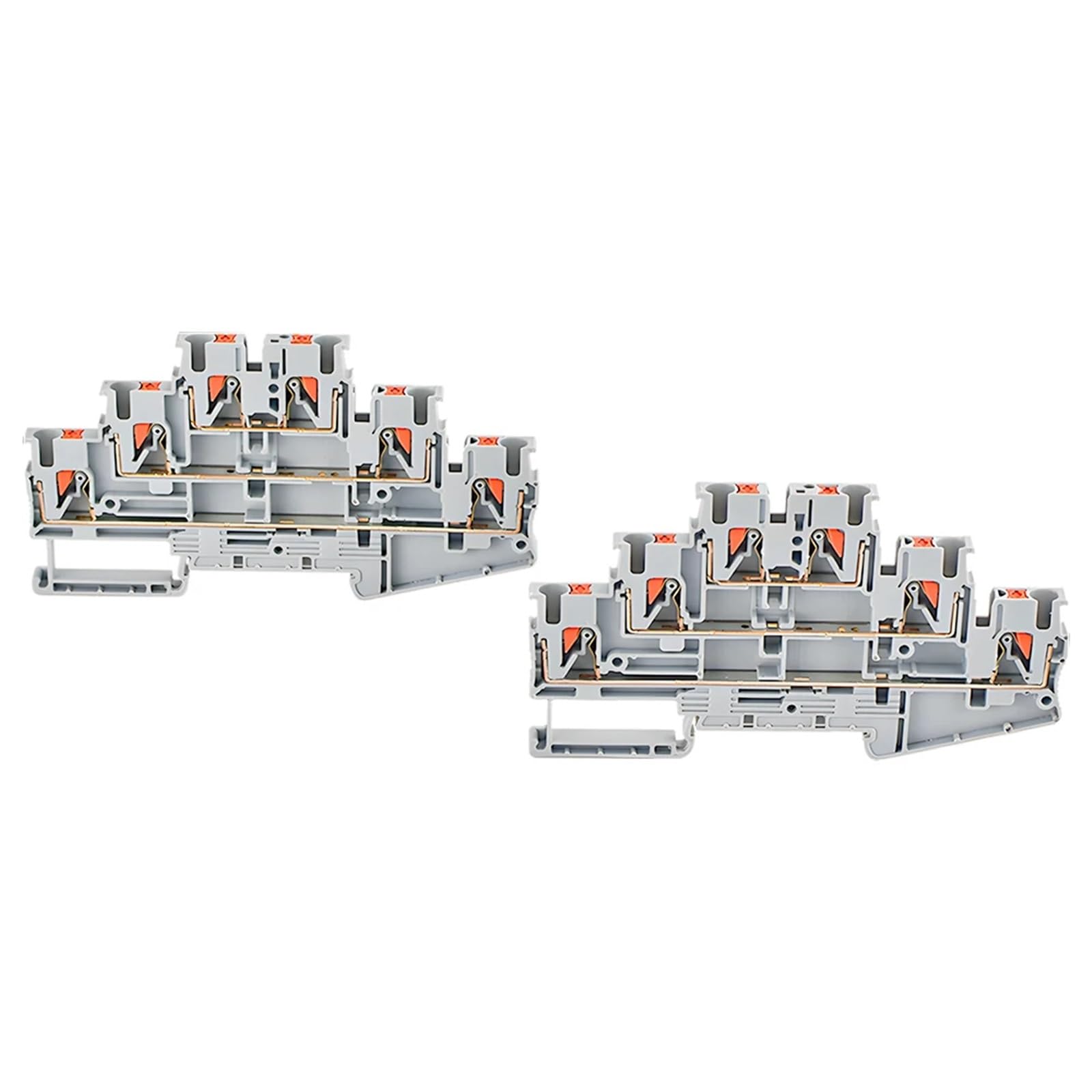 Morsettiera for guida DIN da 10 pezzi PT2.5-3L Connettore elettrico a triplo strato con collegamento a molla for cablaggio Morsettiera for conduttore di filo(BLUE)