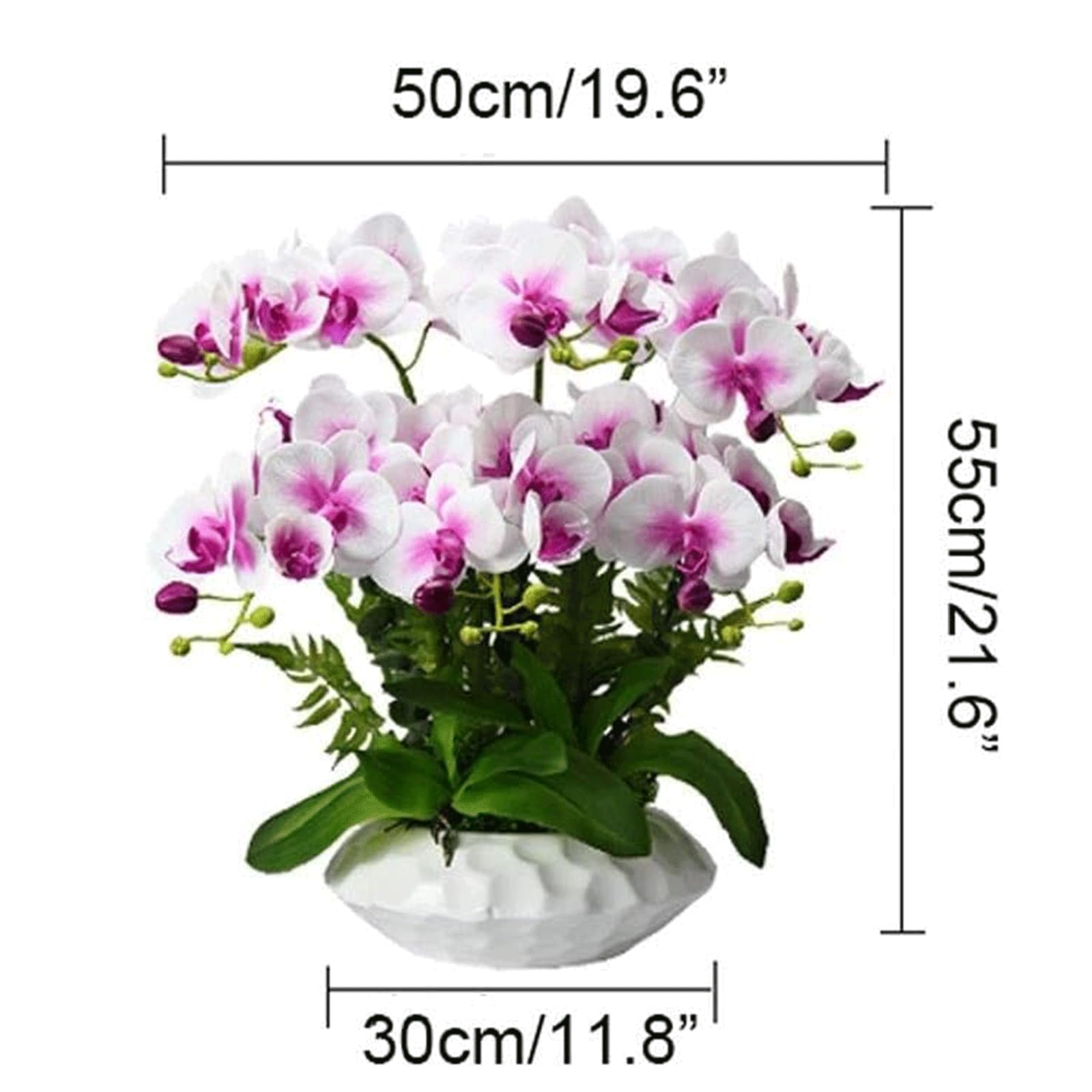 Orquídeas Artificiales De Tela De Seda, Flores Artificiales con Jarrón, Orquídea Artificial En Maceta De 55 Cm, Flores Artificiales De Phalaenopsis,A-55cm