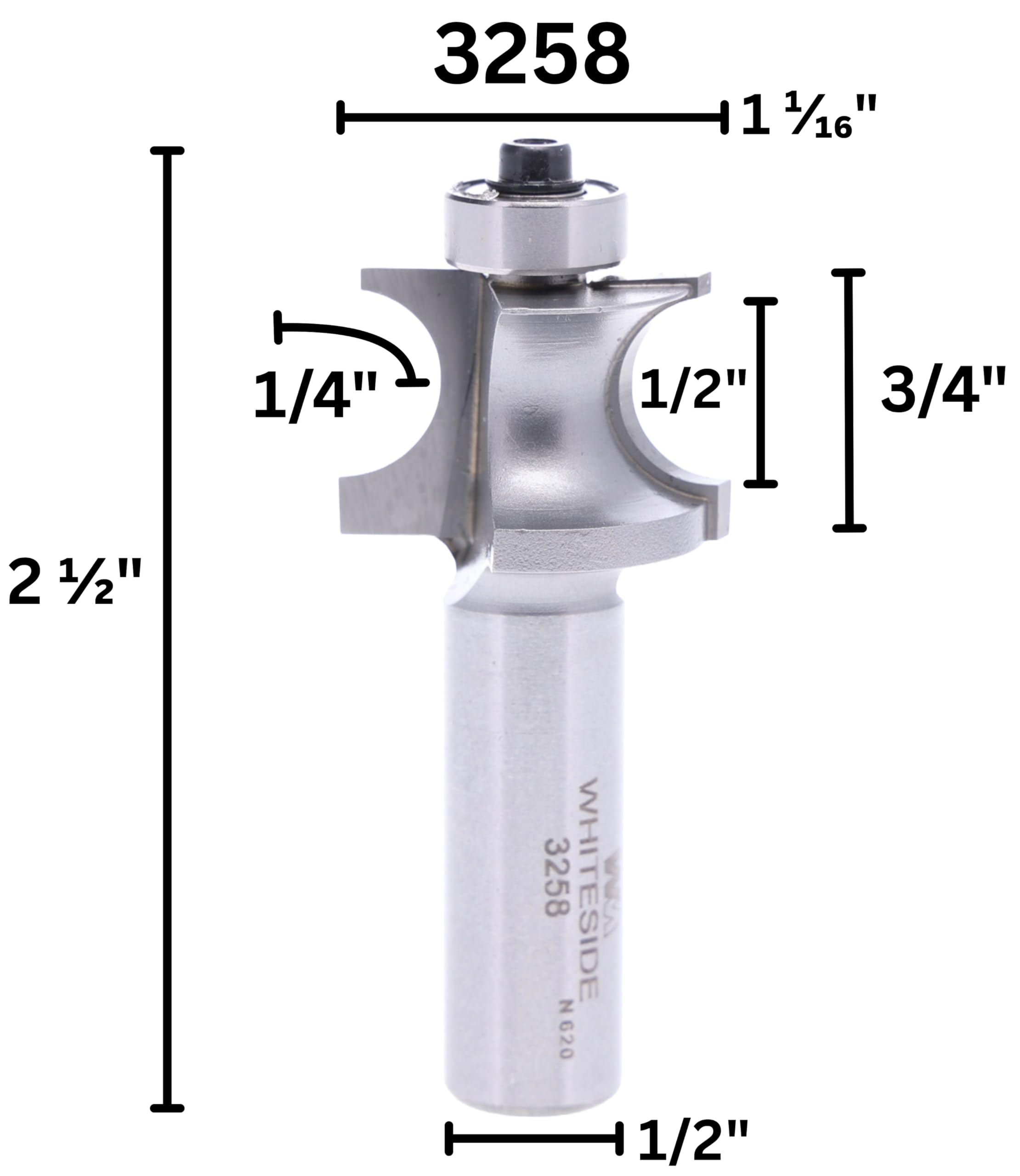 Whiteside Router Bits 3258 borde Beading Bits con 1 – 1/2 y 3/4 pulgadas de diámetro grande (longitud de corte