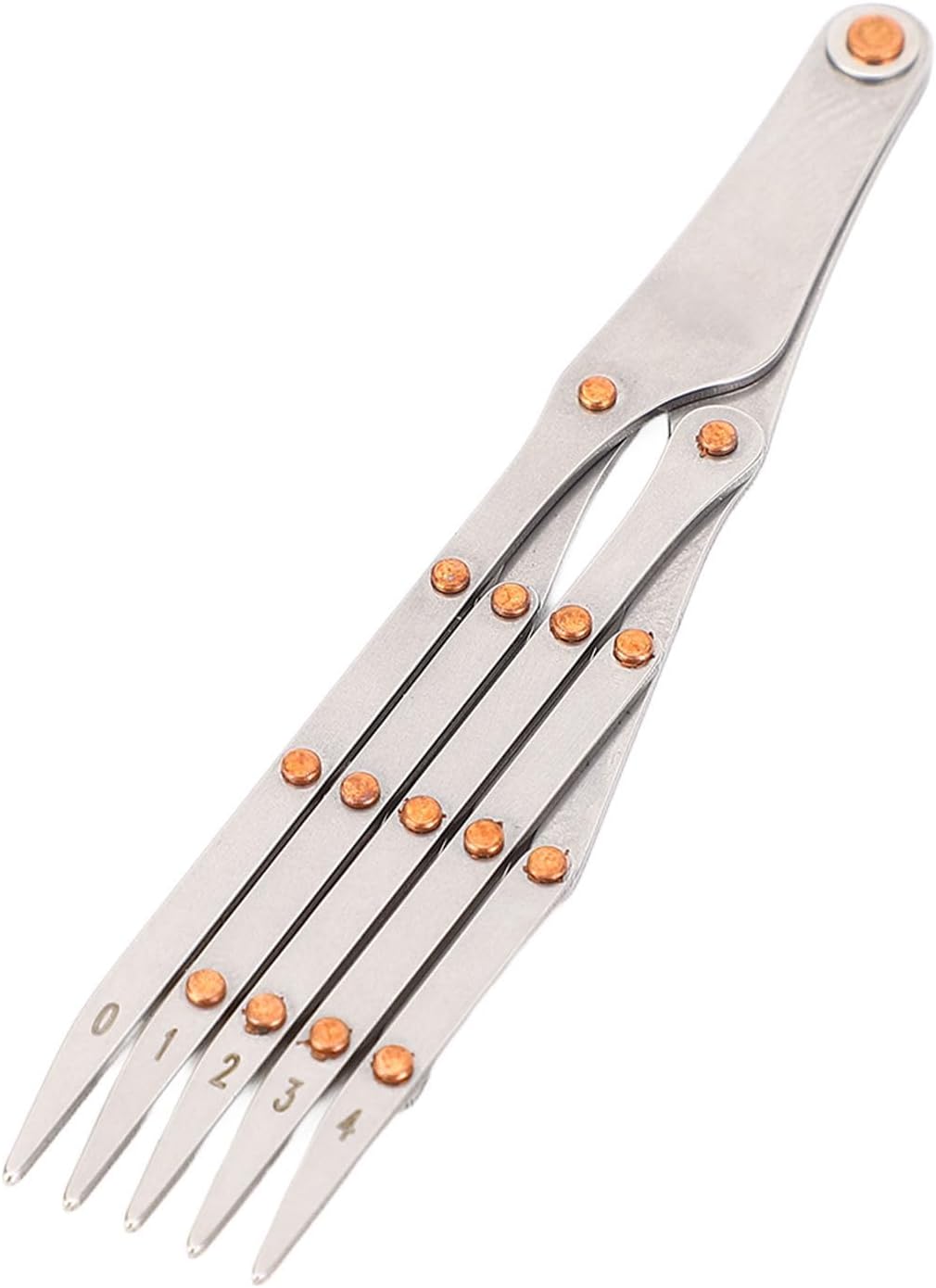 Equal Distance Measuring Ruler, Stainless Steel Equidistant Ruler Equal Space Divider Leather Belt 5 Teeth Without Lock Function for Craft Pleat Button Space (5 Teeth Without Lock Function)