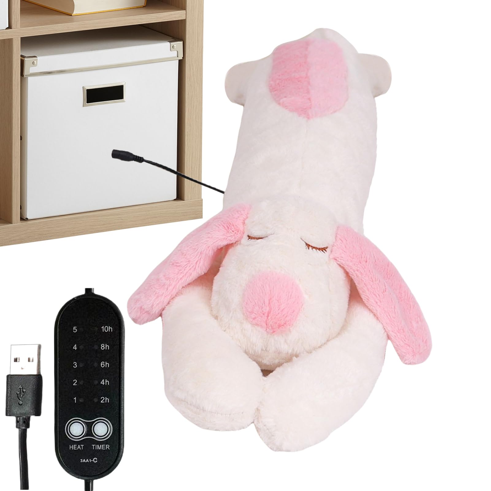 Cuscinetto Riscaldante Peluche Animale Elettrico USB Temperatura Regolabile | Peluche Morbido e Caldo a Forma di Cane Per Bambini, Adulti, Ragazzi, Collo, Schiena, Spalle, Pancia