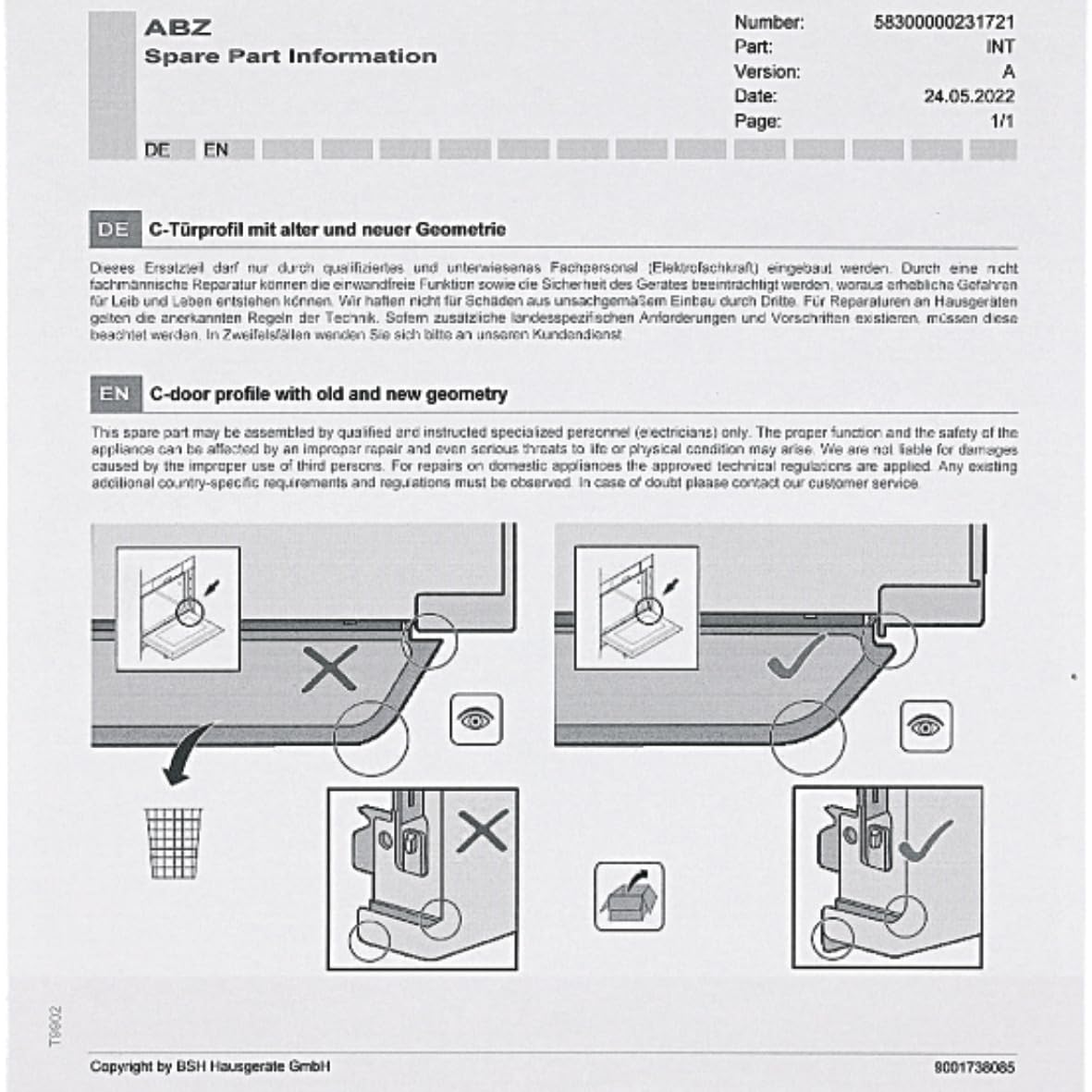 easyPART Kompatibel/Ersatz für BOSCH 00776102 Frontglasscheibe für  