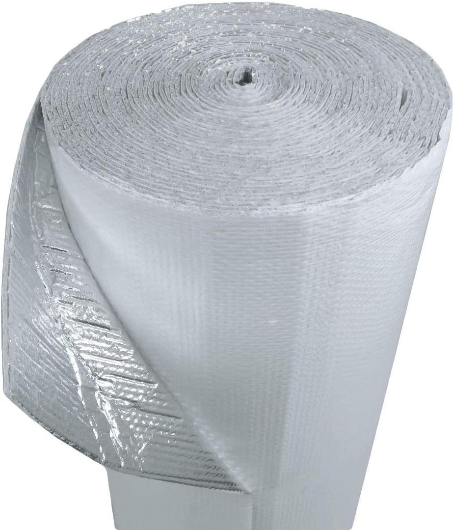 US Energy Products (4ft x 100ft) NASATECH White Double Bubble Aluminum Reflective Aluminum Insulation Roll Solid Metal Building Vapor Barrier - White Concrete Commercial Residential House Buildings