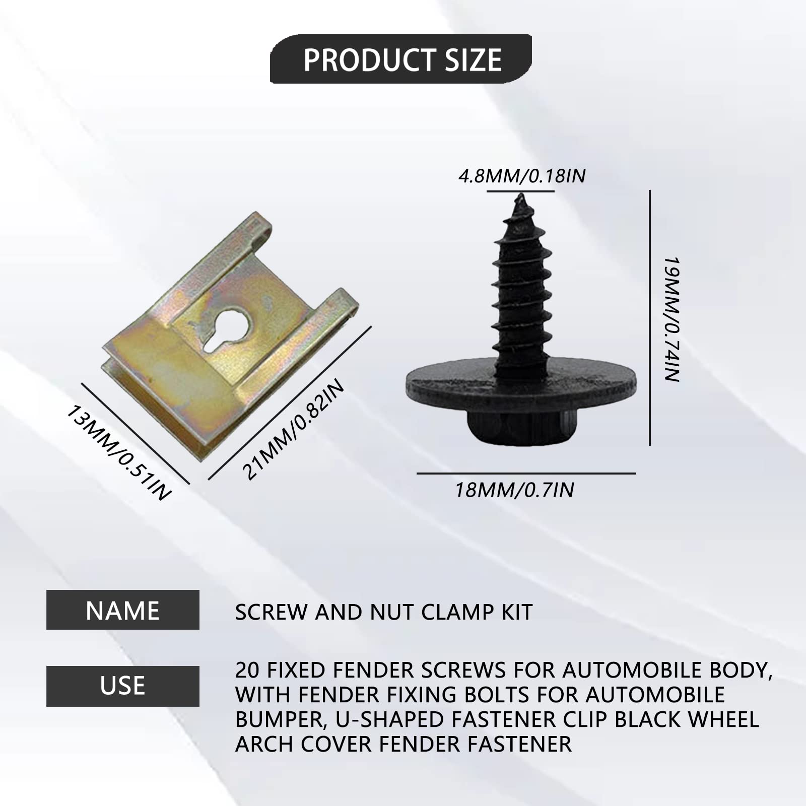Kit De 170 Pièces U-Clips Et Vis Kinsinder - Écrous Universels En Métal Pour Auto, Moteur, Ailes - Antirouille