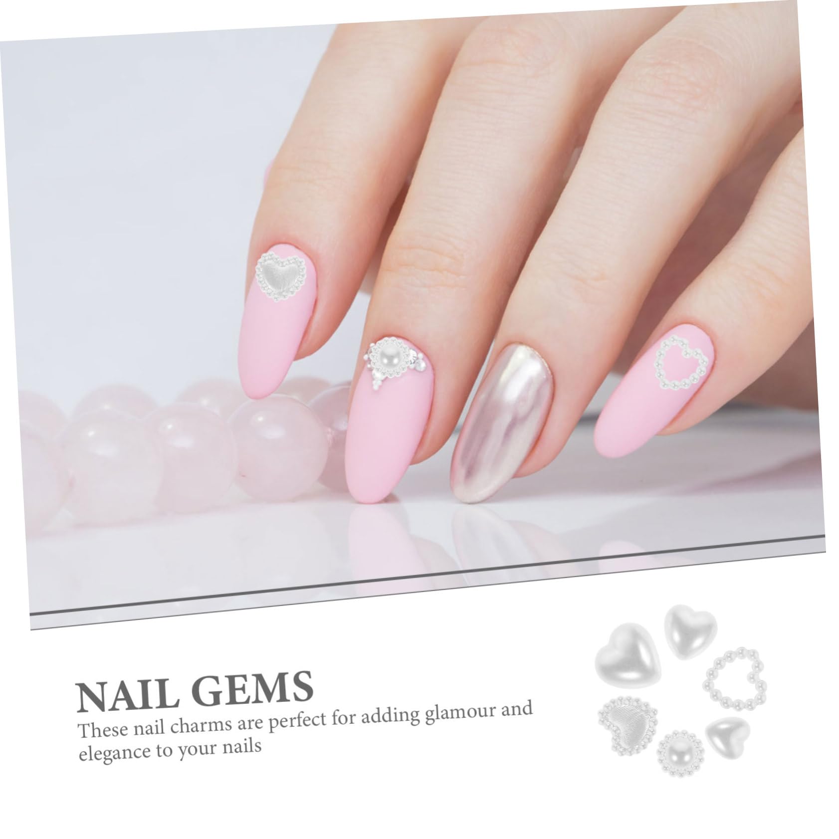 5 Pezzi 1 Accessori Per Unghie Di Perle Arte Unghia Gioielli Per Manicure Ciondoli Per Unghie Da Donna Forniture Per Unghie Bianca Plastica