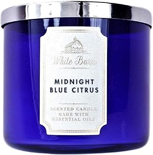 Bath and Body Works, White Barn 3-Wick Candle w/Essential Oils - 14.5 oz - 2021 Core Scents! (Midnight Blue Citrus)