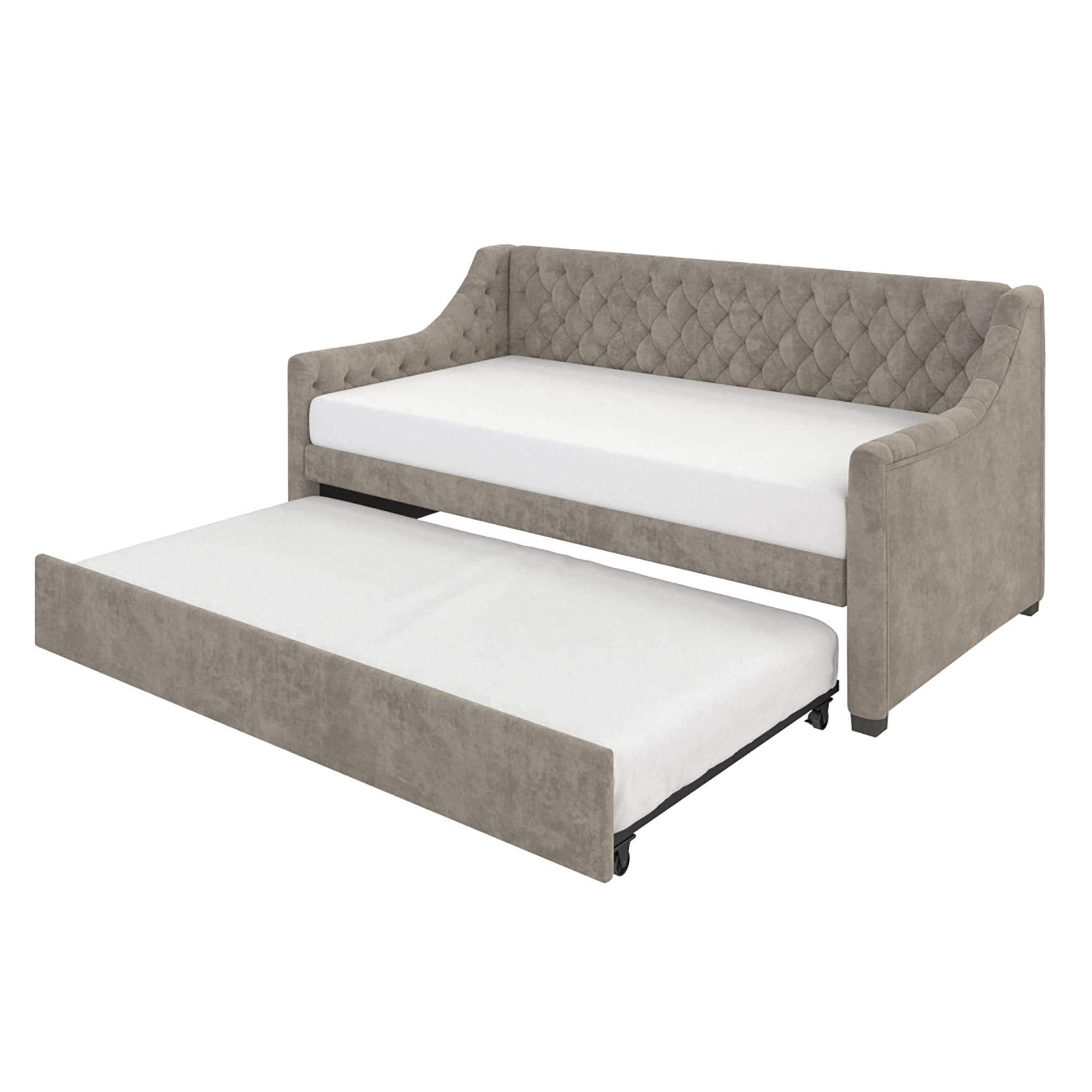 Little Seeds Ambrosia Diamond Tufted Upholstered Design Daybed and Trundle Set, Twin Size Frame, Light Grey(box 2 of 2 only)