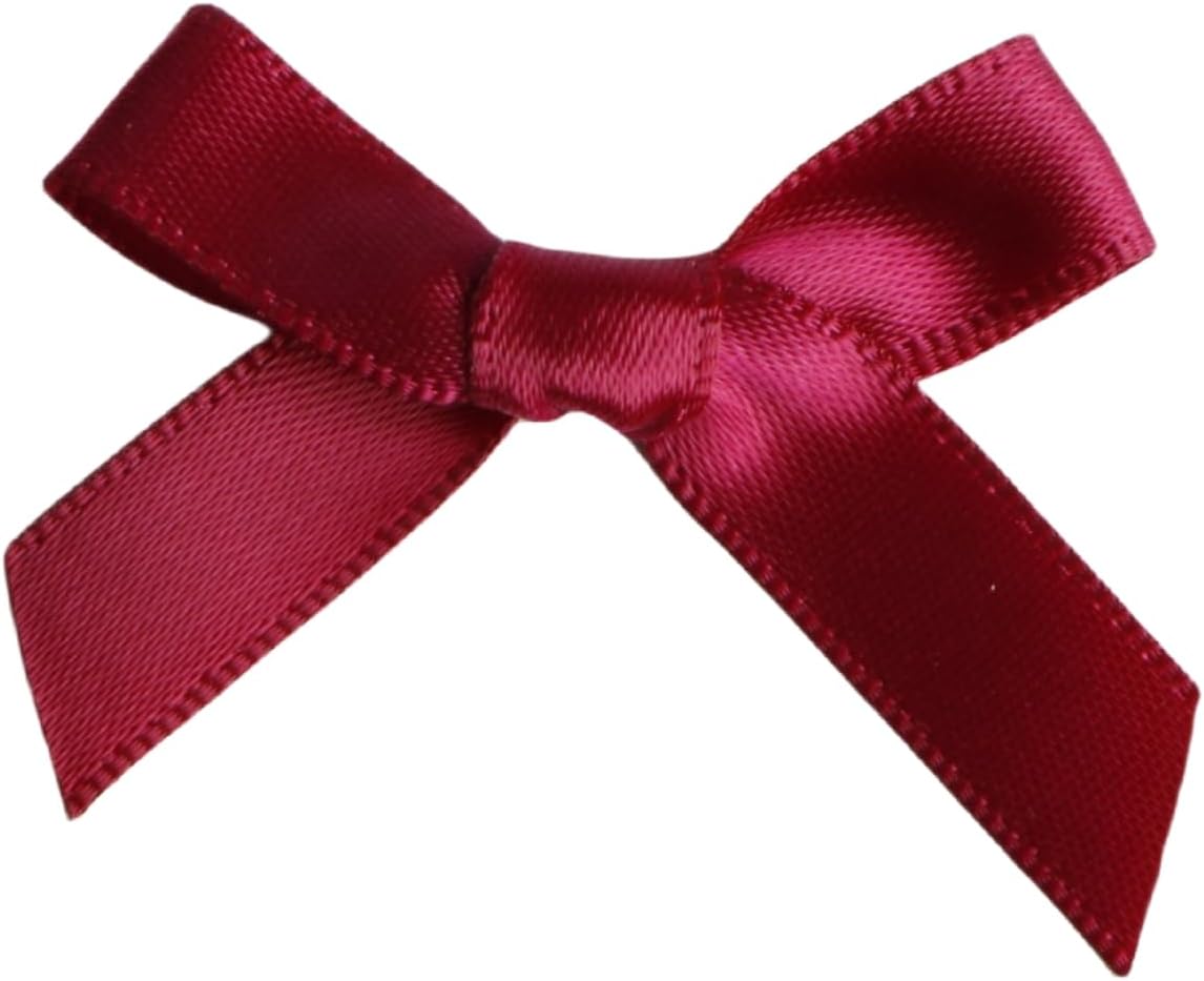 100 Pcs Mini Burgundy Satin Ribbon Bows with Tape 1.5 Inch Self Adhesive Craft Bows Flowers Appliques DIY Craft for Sewing, Scrapbooking, Wedding, Gift,Christmas Decoration (Burgundy) - Image 2
