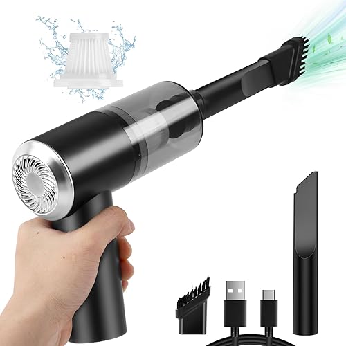 SUMEI Rechargeable Keyboard Vacuum Cleaner Cordless, 42W 3.5Kpa Powerful Hand Held Desk Vacuum CleanerοΌwith LED LightοΌ,Usb Mini Hoover for Car,Pet,Pc,Computer,Laptop,Desktop,Keyboard Cleaning - Black