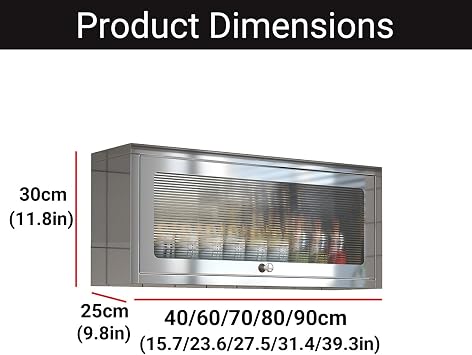 Wall Mounted Stainless Steel Cupboard, Storage Cabinet with Up Flip Door, Medicine Cabinet, Spice Rack, Utensil Organizer for Garage Bathroom Kitchen 60cm/23.6