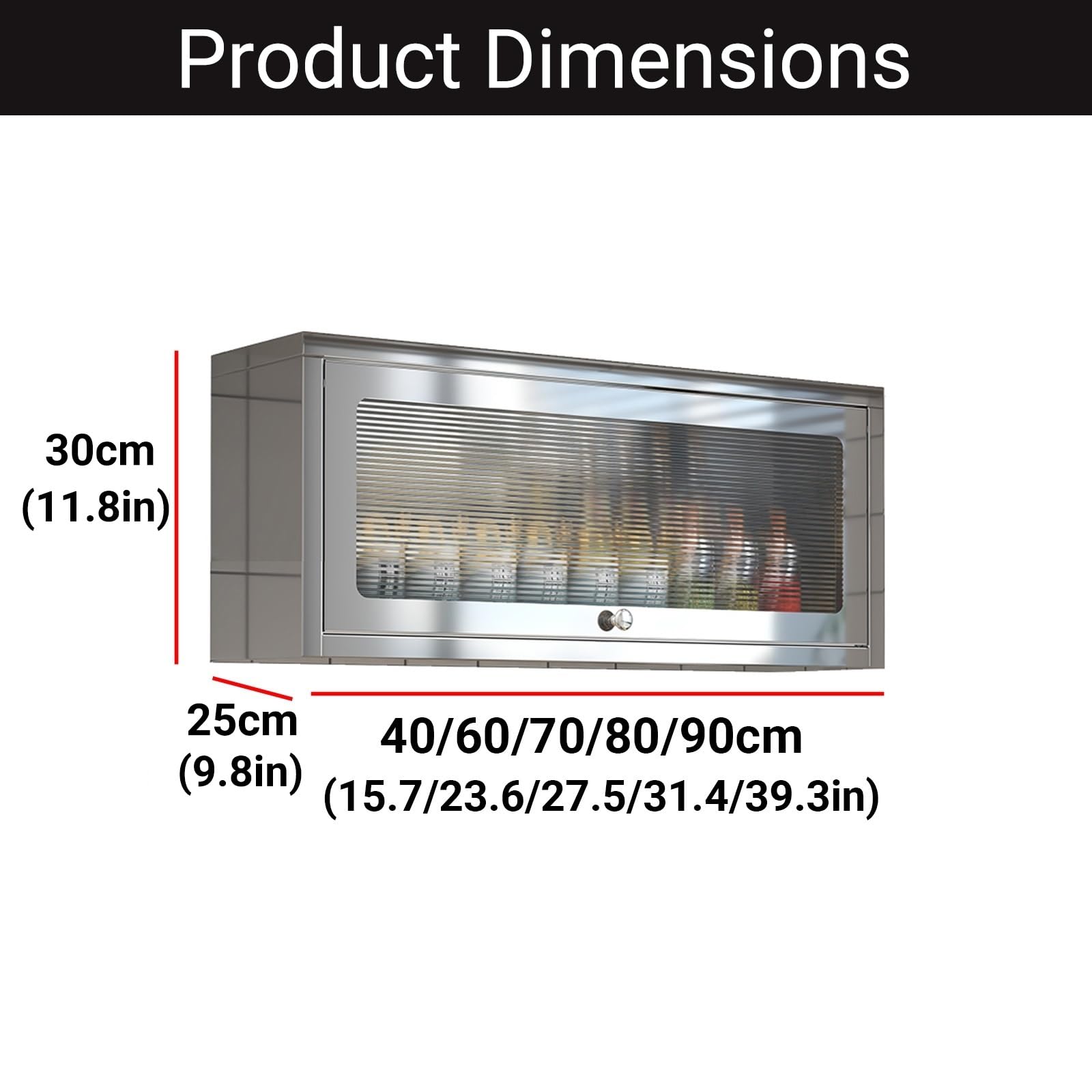 Wandmontierter Edelstahlschrank, Lagerschränke mit aufklappbarer Tür, Medizinschrank, Gewürzregale, Küchengeschirr-Organizer, für Garage, Badezimmer, Küche(70cm/27.5in)