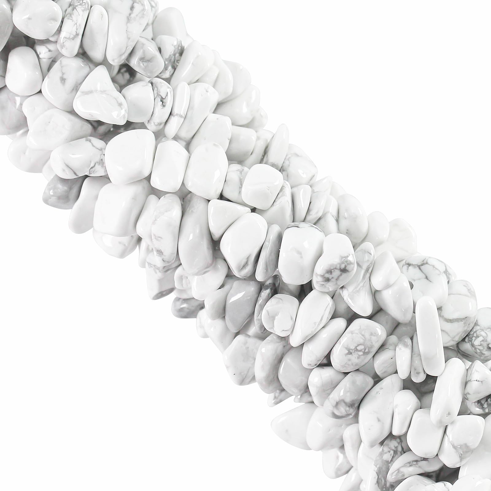 260pcs White Turquoise Crystal Beads Chips 5mm to 8mm Irregular Gemstone Beads with Holes DIY for Bracelet Necklace Earrings Jewellery Making Craft 32 inch