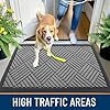 OLANLY Front Door Mat Outside Entrance 29.5x17, Absorbent, Heavy Duty Sturdy Natural Rubber Doormat Indoor Outdoor, Stain and Fade Resistant, Non-Slip Low Profile Floor Mat for Entryway, Grey Diamond #5