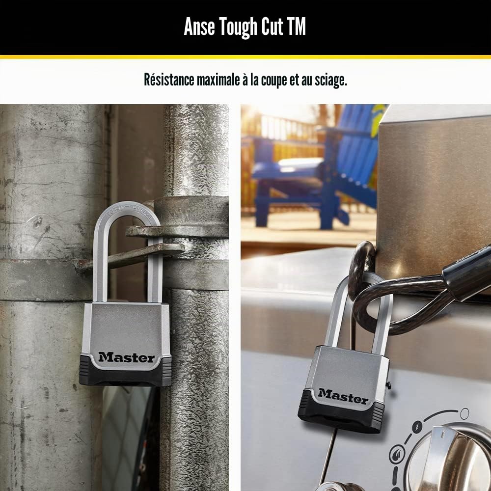 Master Lock M176XDLH Lot de 1 cadenas à combinaison robuste pour extérieur Argenté