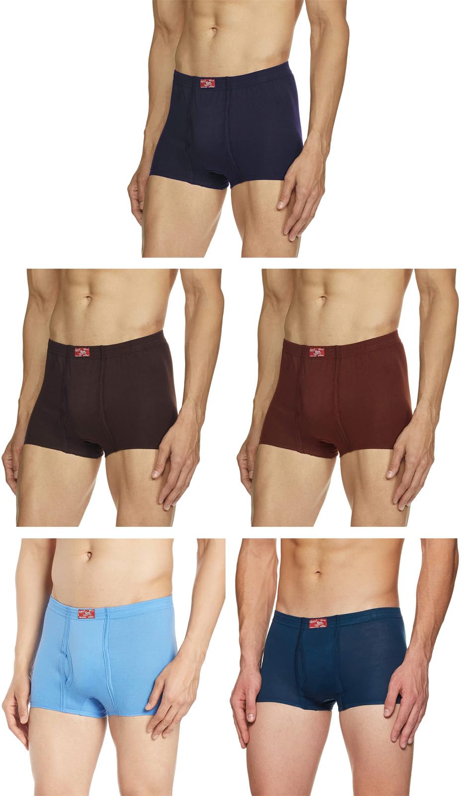 Rupa Jon Men's Cotton Modern Solid Trunks (Pack of 5) (Jon-Elite-IE-5-90_Multicolor