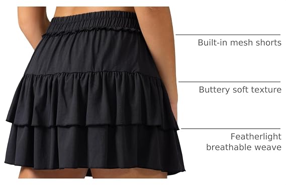 Colorfulkoala Skirts for Women High Waist Mini Tiered A-Line Flowy Shorts Tennis Golf Casual Skorts with Pockets