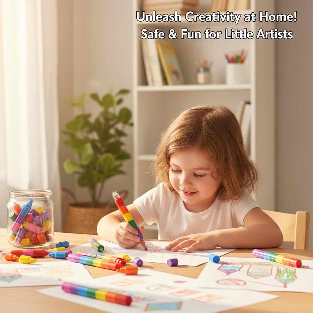 10 Crayons Empilables pour Enfants, Crayons de Couleur Empilables et Cire, Set de Blocs Arc-en-Ciel pour Garçons & Filles, Idéal comme Cadeau Anniversaire & Fête (Arc-en-Ciel)