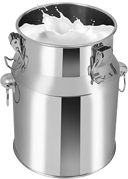 Stainless Steel Beverage Drink Dispenser Commercial Portable Liquid Storage Barrel Drink Container Can with Spigot for Tea, Coffee, Milk, Water (201 Stainless Steel, 5L, without Faucet)