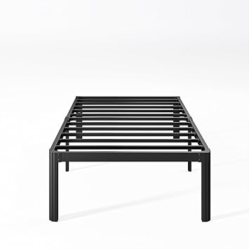 16 Inch High Platform Twin Bed Frame No Box Spring Needed, Metal Bed Frame Twin, Noise Free, Easy Assembly, Heavy Duty, Black