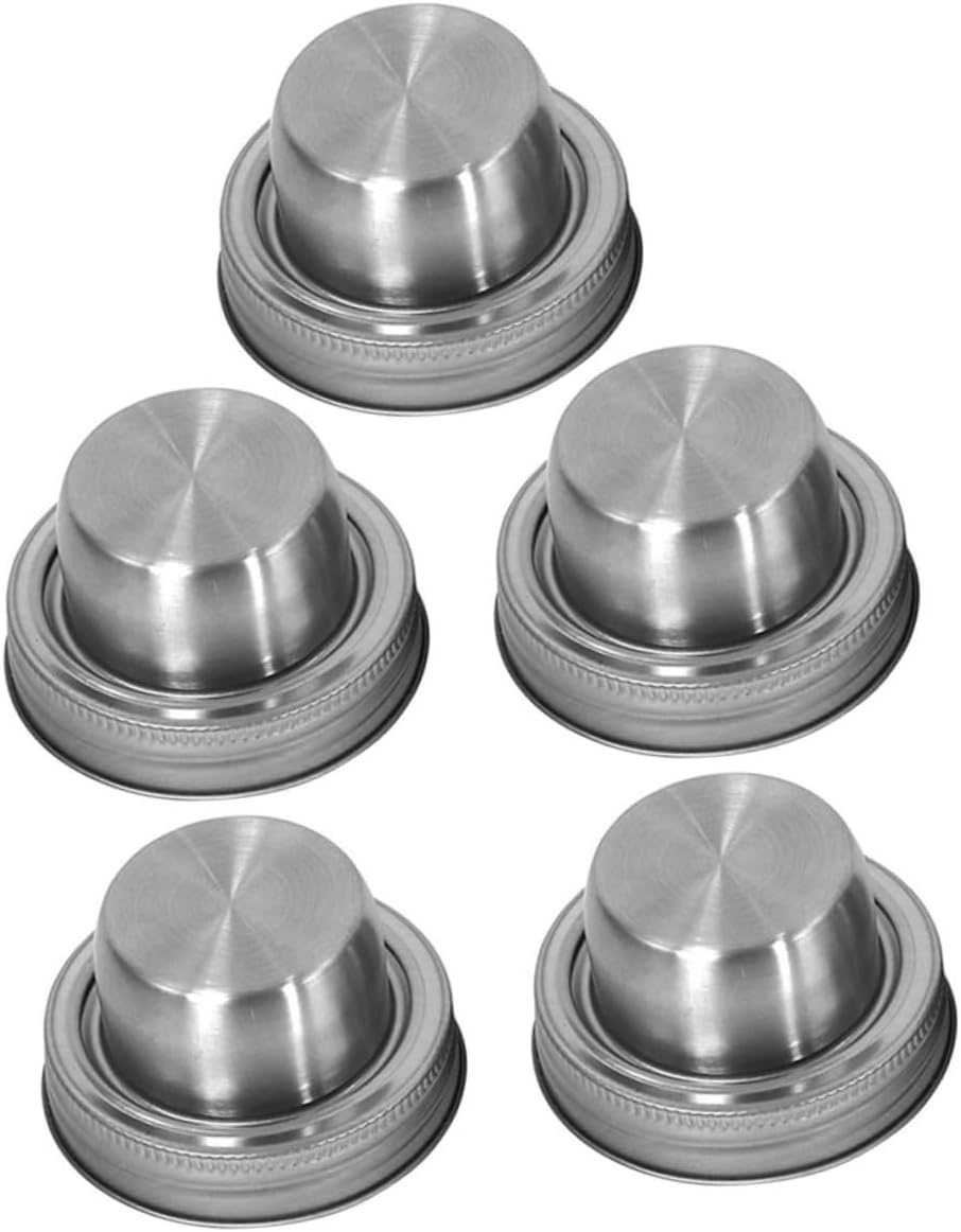 Veemoon 10pcs Stainless Steel Jar Lids Spout for Easy Seasoning Dispensing Cocktail Shaker Caps for Jars for Spices Flour and