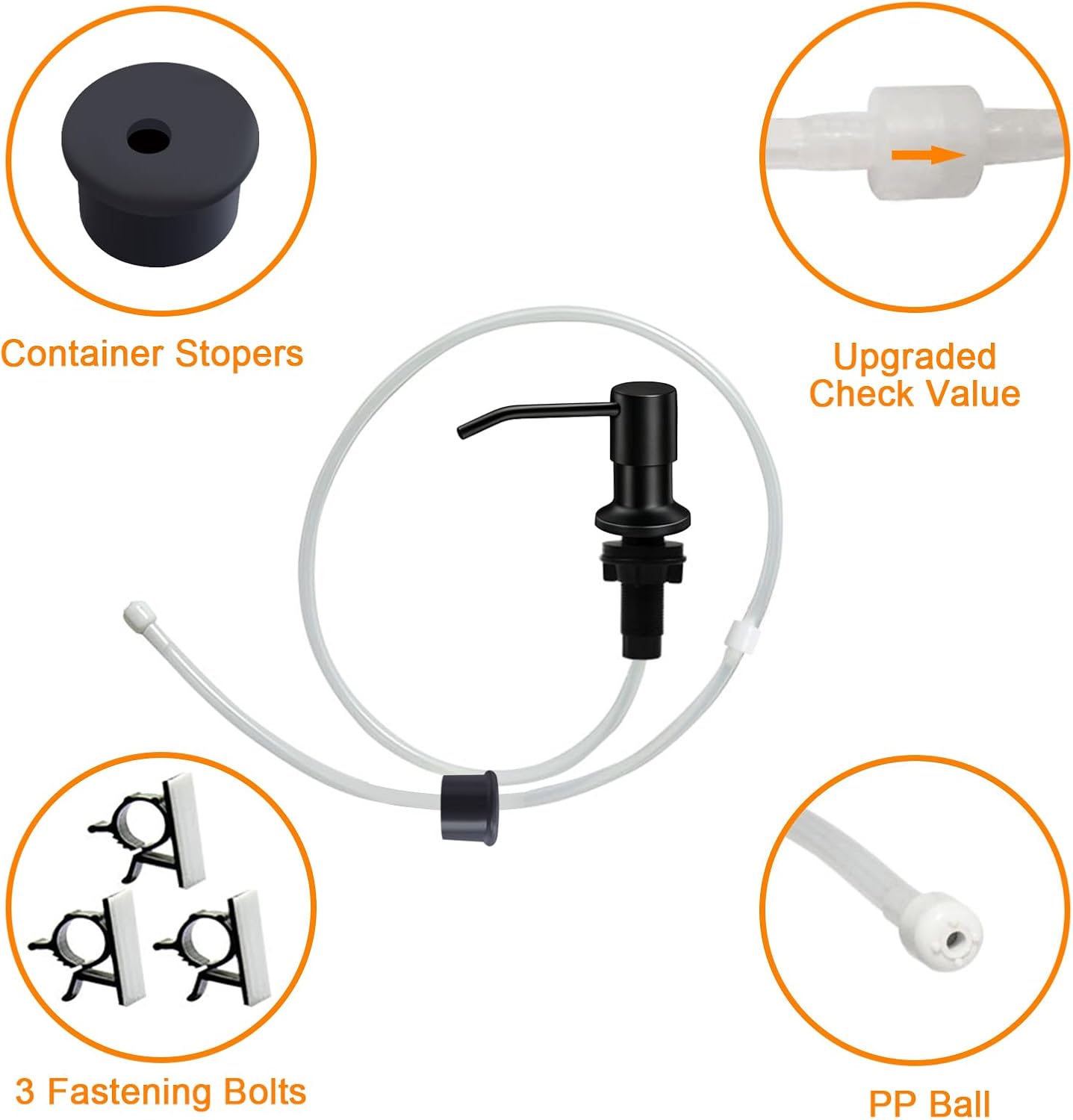 Kitchen Sink Soap Dispenser, Under Sink Soap Dispenser Pump, Good Suction Pwer, 47" Extension Tube Connect to The Soap Contaner Directly, Say Goodbye to Frequent Refills (Black) image 4