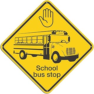 School Bus Stop Garage Outdoor Wall Decorations Road Parking Metal Tin Sign Wall Art 30cm*30cm