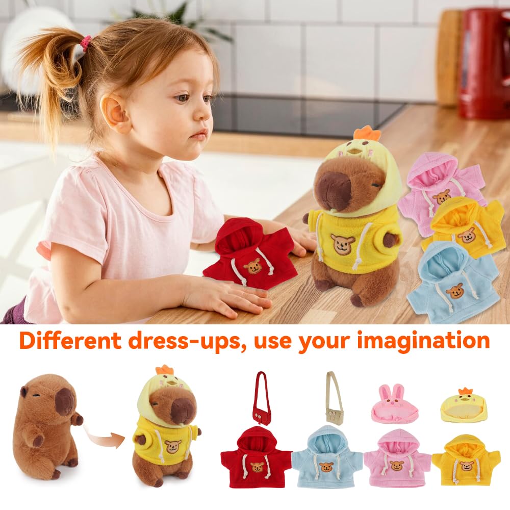 KBIBCK Capybara Plush with 10 PCS Clothes &Accessories, 25cm Capybara Stuffed Animal, Cute CapybaraTeddy - Image 4