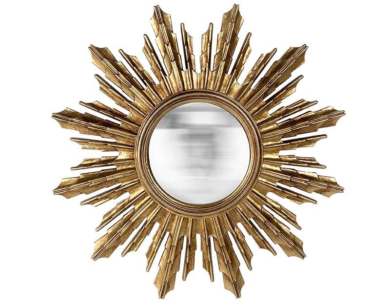 Miroir Soleil Convexe doré de 31.3cm idéal dans un salon moderne