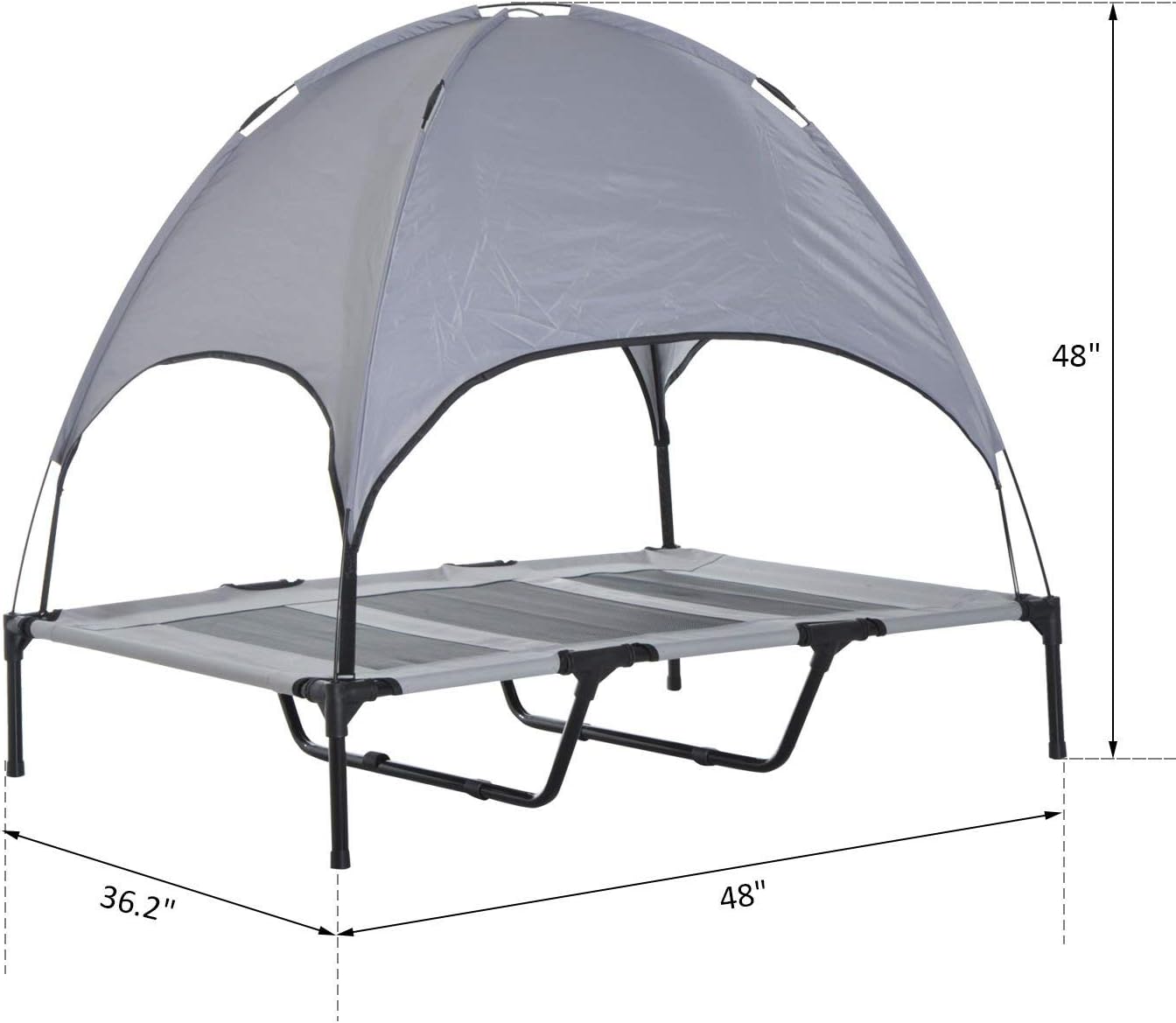 PawHut Elevated Portable Dog Cot Cooling Pet Bed With UV Protection Canopy Shade, 48 inch