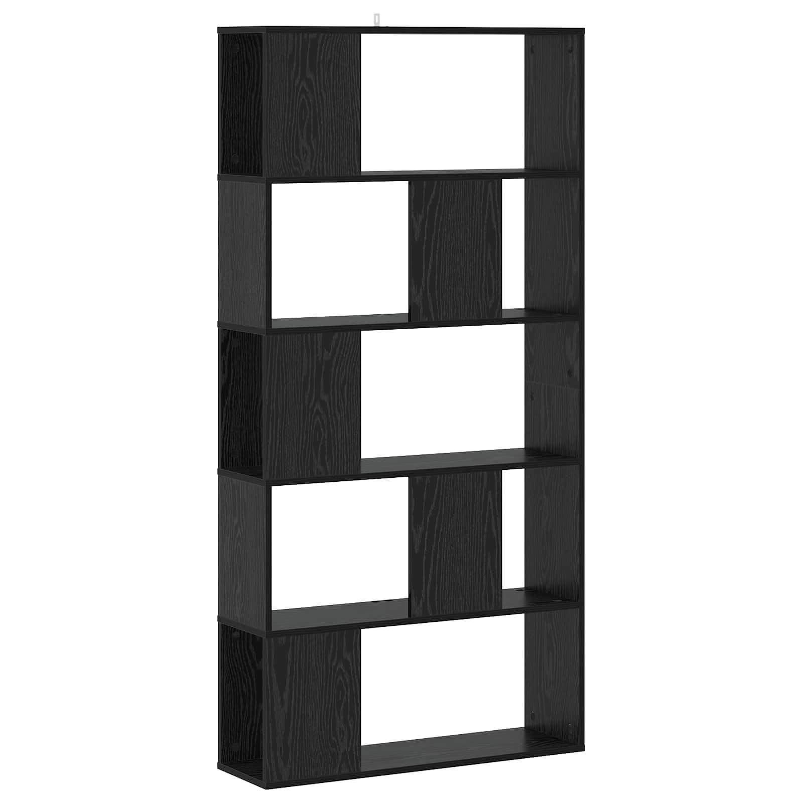 Libreria nera effetto rovere, 80,5 x 23,5 x 162,5 cm, con 5 scomparti, versatile, per ufficio, soggiorno, studio, cameretta dei bambini, corridoio, design moderno