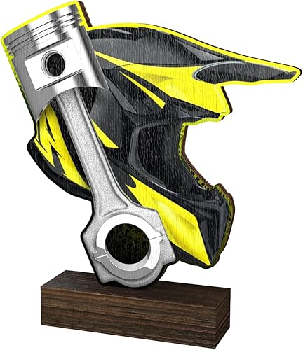 Trophy Monster ' Motocross Piston 516 Grueso Escultura Madera Trofeo Premios ECO Friendly  Grabado y entrega gratis  5 tamaños 4 colores