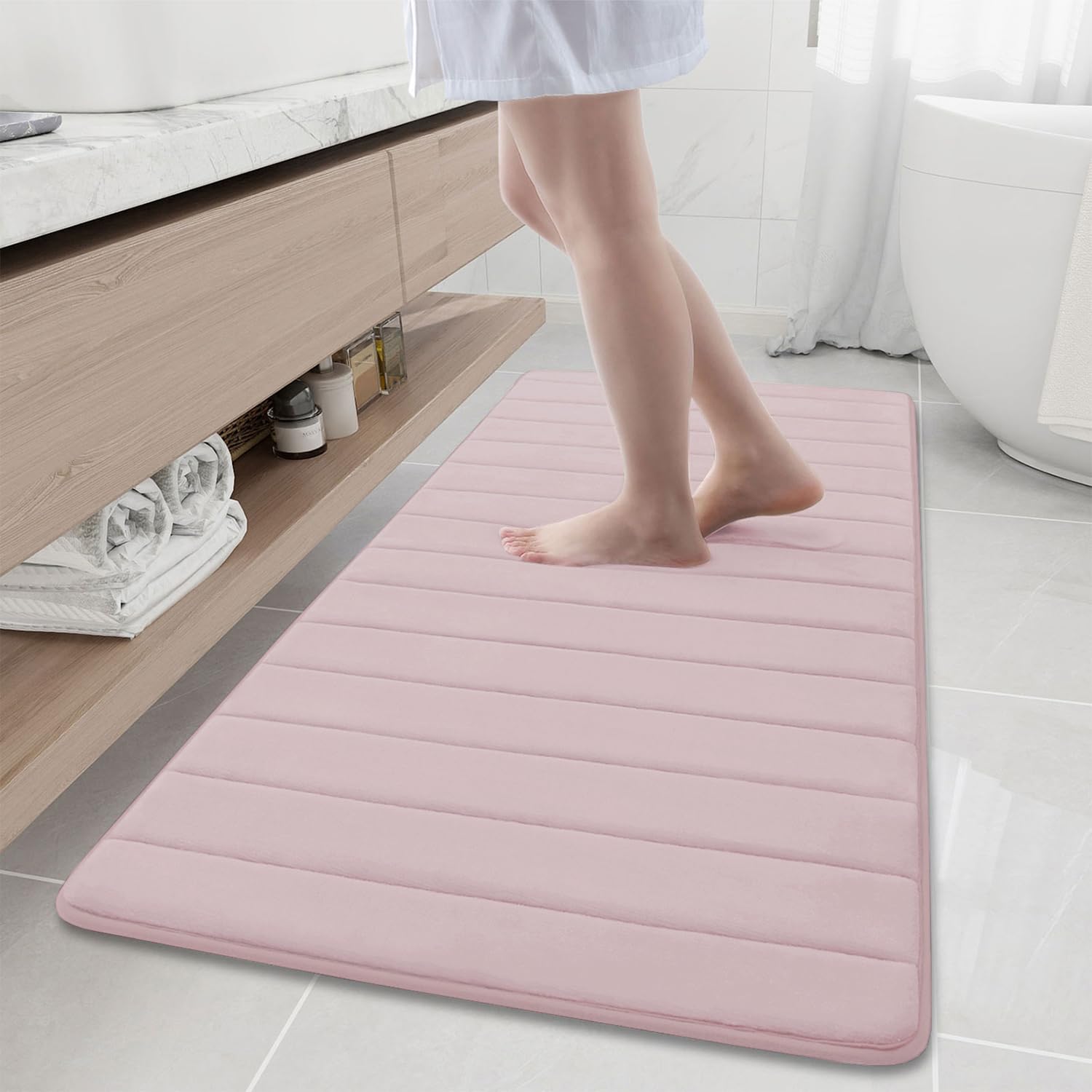 Buganda Memory Foam Bath Mat, 60" x 24", Ultra Soft and Non-Slip Bathroom Rugs, Water Absorbent and Machine Washable Bath Rug Runner for Bathroom,