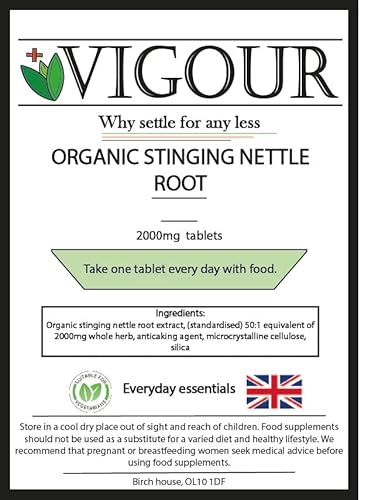 Organic Stinging Nettle Root - 180 High Strength 2000mg Tablets