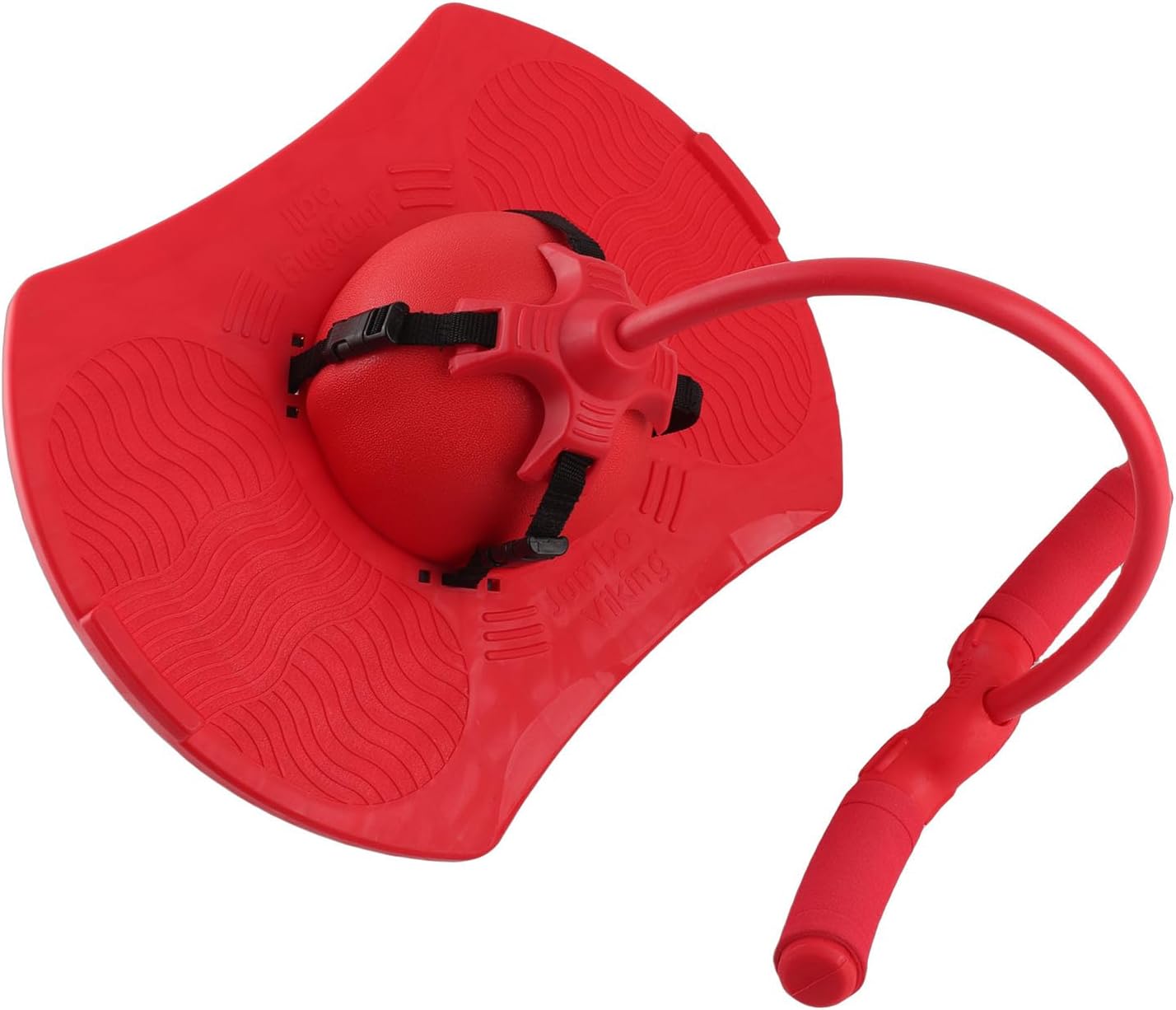Children Jumping Ball with Pull Rope Handle and Non - Slip Pedal, Hopping Exercise Bounce Space Ball Toy for Kids, Sponge Handrails and Grooved Foot Platform for Safe Play (Red)