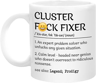 Cluster Fixer Mug Funny Coworker Coffee Mugs Christmas Gifts for Coworkers Boss Gifts for Women Men 11oz Ceramic Coffee Cup Best Boss Mug Birthday Gift for Coworker