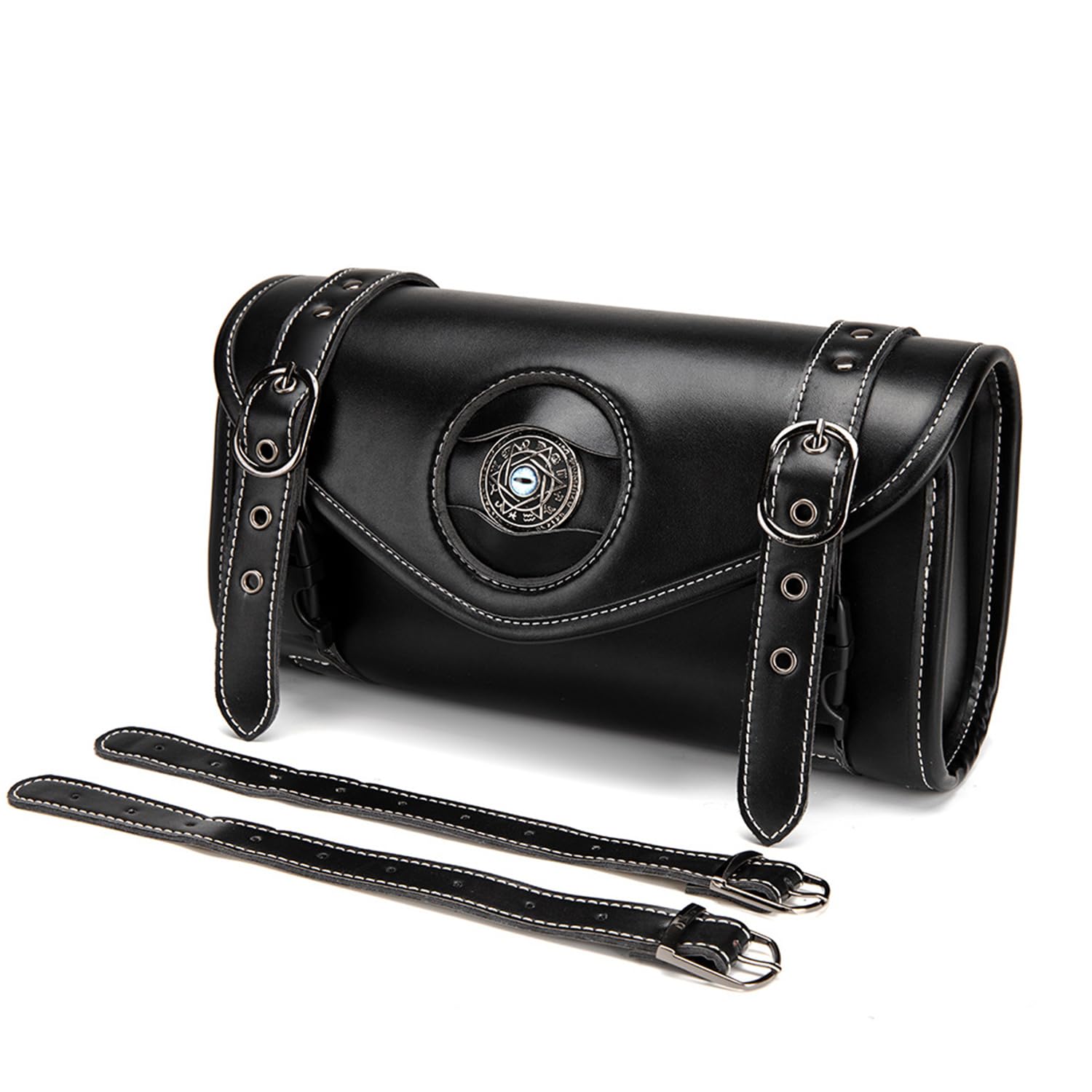 scosao Motorrad Gabel Werkzeugtasche PU-Leder Motor Satteltasche Lenkertasche Seitentasche Lenker Rolltasche für Harley Davidson Dyna Softail Sportster Scooters-A
