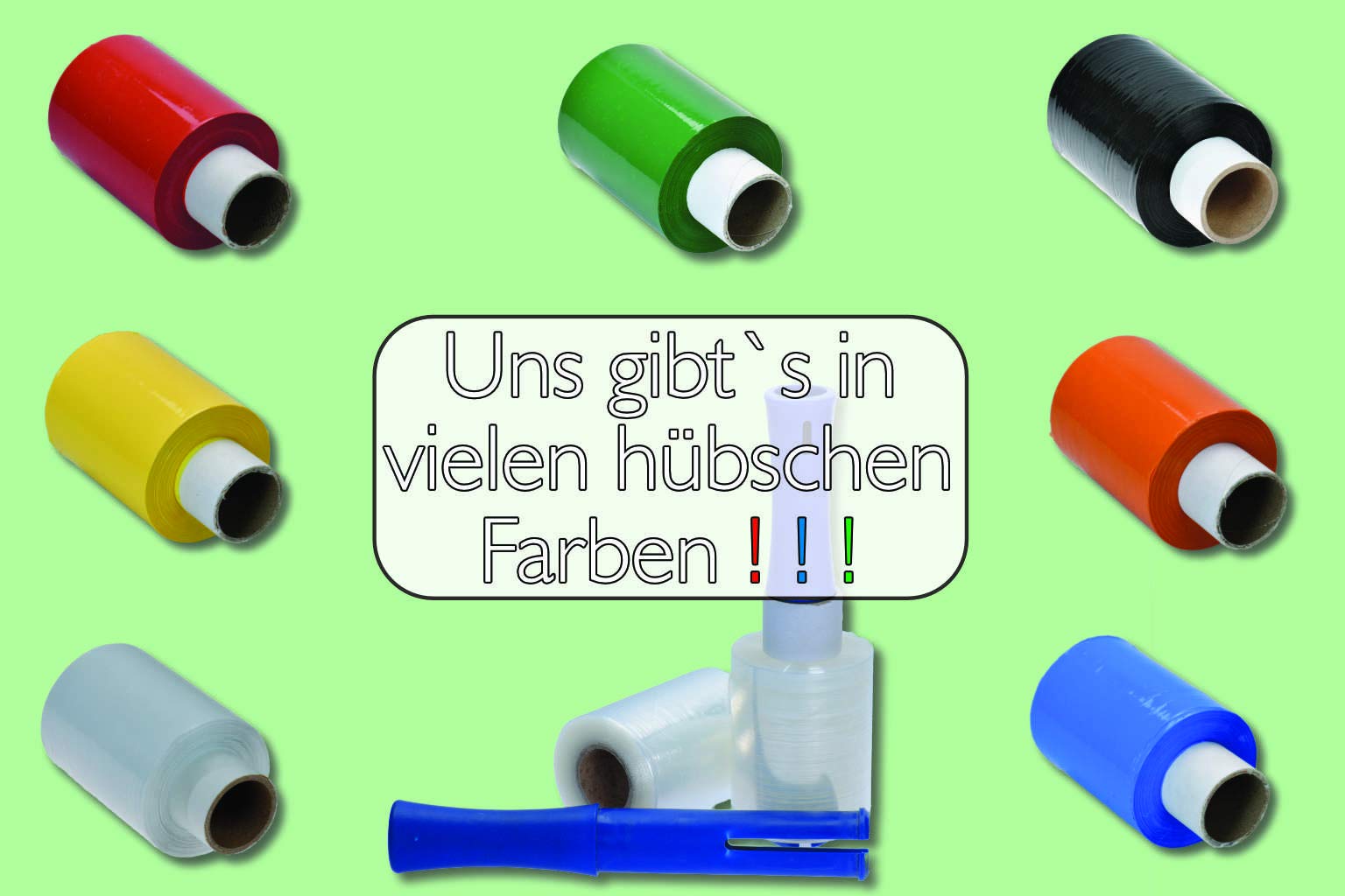 Lot de 40 rouleaux de film étirable – 100 mm de large – 150 m par rouleau – Film étirable en plastique transparent résistant et indéchirable (noir, 40 rouleaux + 1 dérouleur)