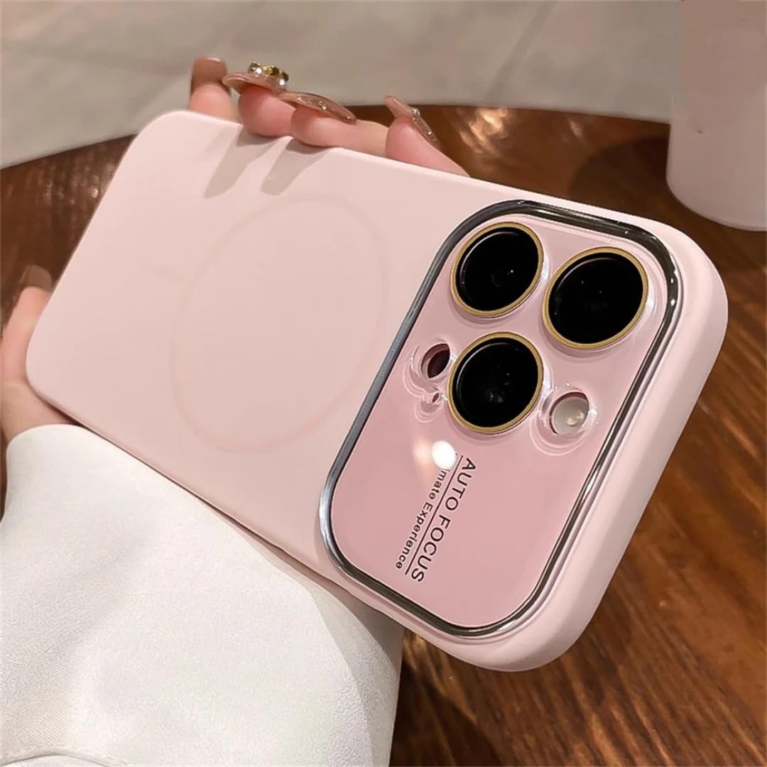 Set di due custodie in silicone per iPhone Air con ricarica magnetica, vetro protettivo per la lente (per iPhone Air/rosa ciliegio)