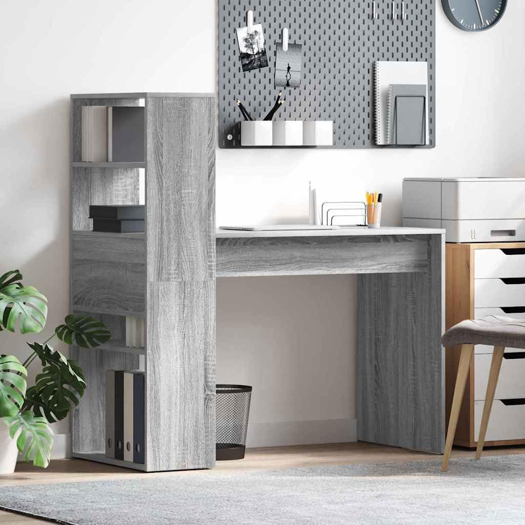 Poste de travail informatique Gris Sonoma idéal pour le télétravail et l'étude dans le salon