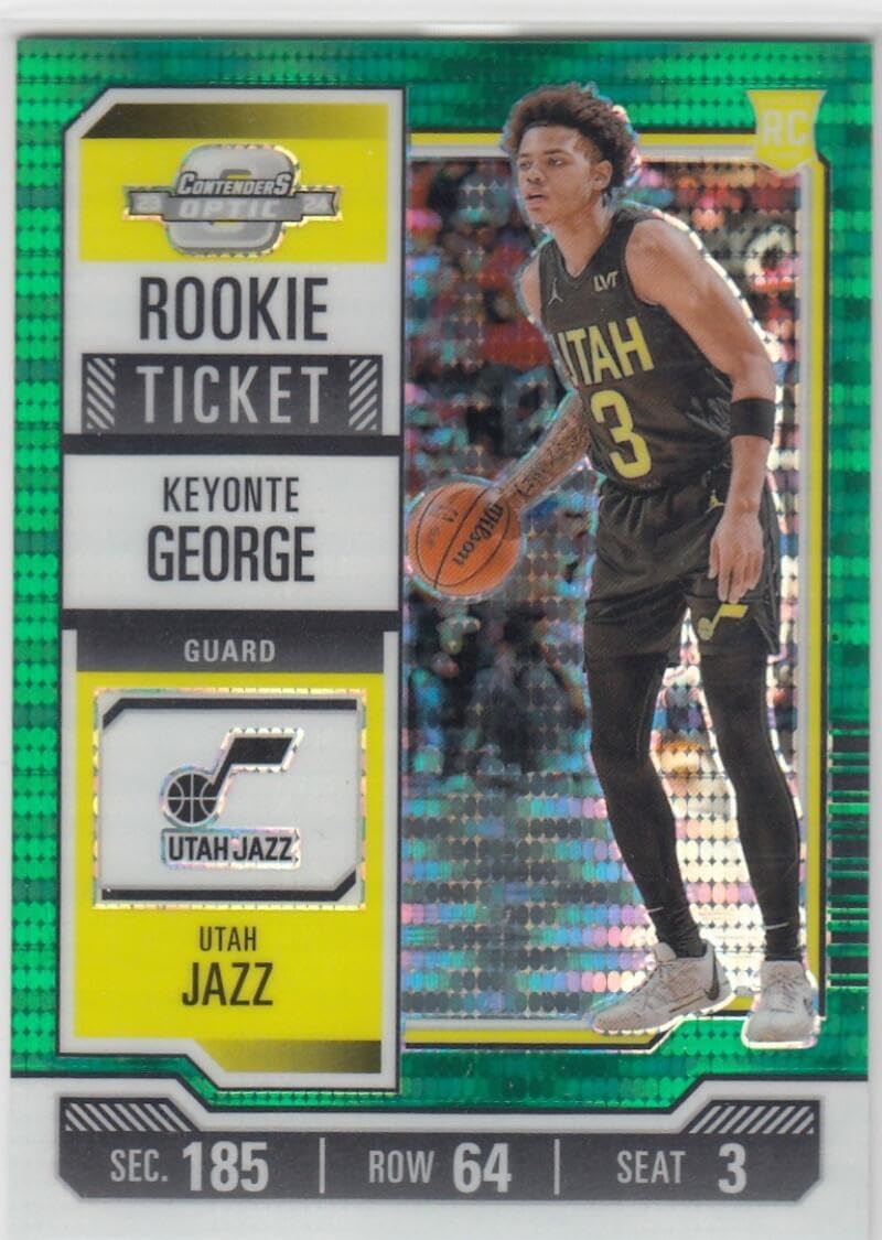 Basketball Trading Card 2023-24 Panini Contenders Optic Rookies Green Pulsar #5 Keyonte George EX/NM 19/25 Jazz