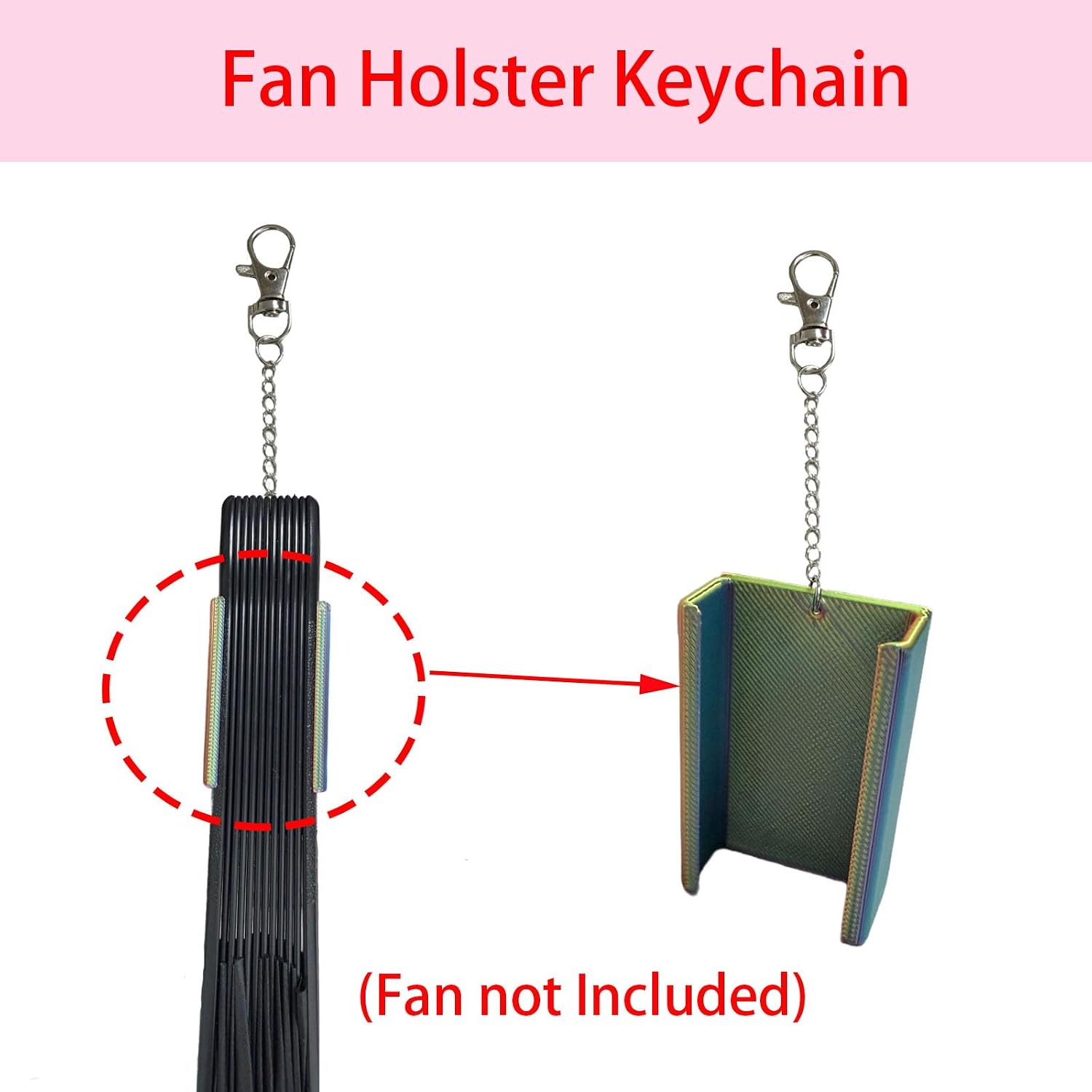 2 PCS Fan Holster Keychain, Standard Size Fans Clip for Rave Festivals, Party, Portable Fan Holster Accessories (Fan not Included)
